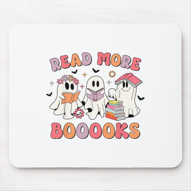 Groovy Booooks Ghost Read more Bücher Funny Teache Mousepad (Vorne)