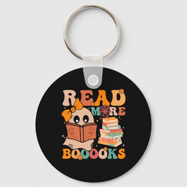 Groovy Booooks Ghost Read more Bücher Funny Teache Schlüsselanhänger (Vorderseite)