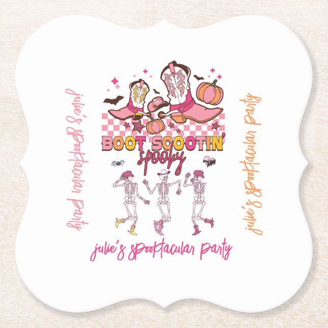 Groovy Boot Scooti Spooky Skeleton Halloween Retro Untersetzer (Vorderseite)