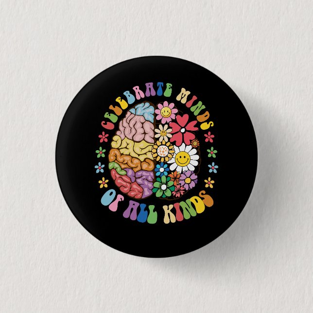 Groovy Brain Celebrateds aller Art Neurodiversi Button (Vorderseite)