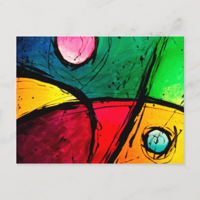 Groovy Bright Abstrakte Acrylkunst Postkarte (Vorderseite)