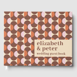 Groovy Brown Retro 70er Geometric Wedding Gästebuch