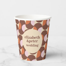 Groovy Brown Retro 70er Geometric Wedding Pappbecher