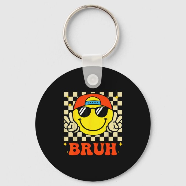 Groovy Bruh For Girls Kids Boys Smile Face  Schlüsselanhänger (Vorderseite)