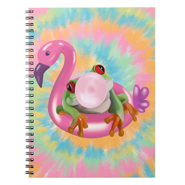 Groovy Bubblegum Blflügen Tree Frog Gefärbte Krawa Notizblock (Vorderseite)