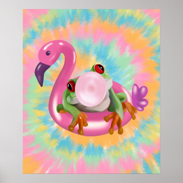 Groovy Bubblegum Blflügen Tree Frog Gefärbte Krawa Poster (Vorne)