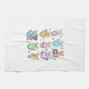 Groovy Bunnies Süßigkeiten Ultraschall Tech Ostern Geschirrtuch