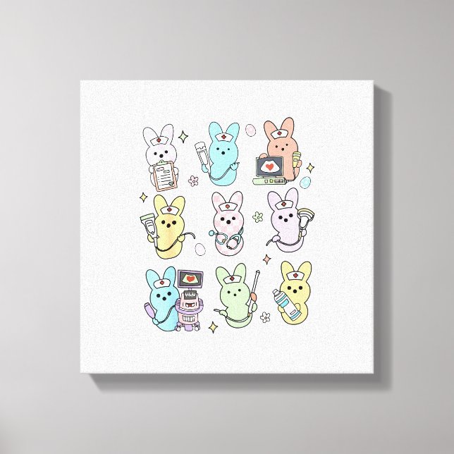 Groovy Bunnies Süßigkeiten Ultraschall Tech Ostern Leinwanddruck (Vorderseite)