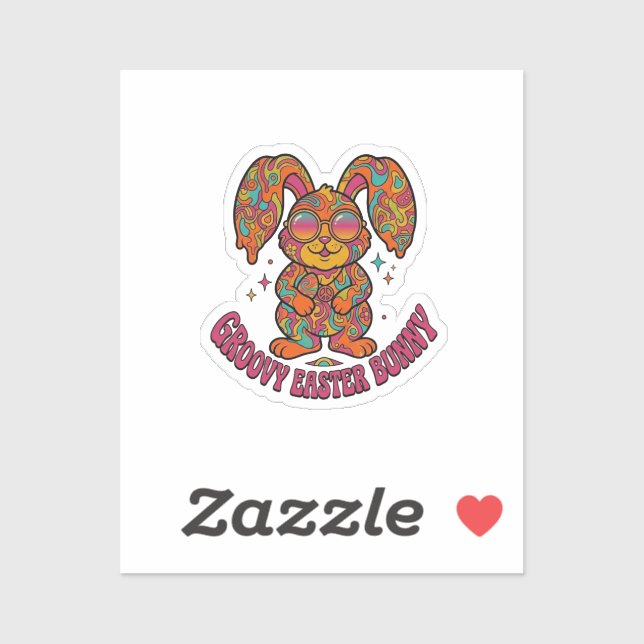 Groovy Bunny Hippie Retro Ostern Psychedelisch  Aufkleber (Blatt)
