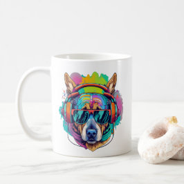 Groovy Canine Vibes : Cooler Hund mit Kopfhörern Kaffeetasse