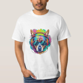 Groovy Canine Vibes : Cooler Hund mit Kopfhörern T-Shirt