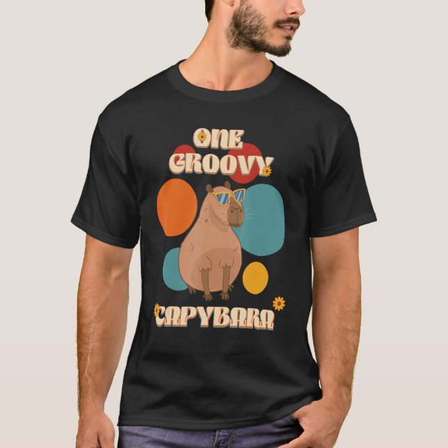 Groovy Capybara In Glasses 70th Style Capy Pet Rod T-Shirt (Vorderseite)