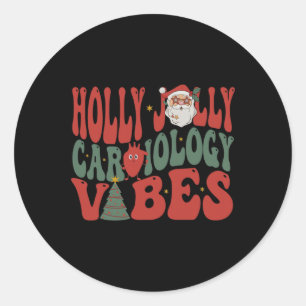 Groovy Cardiology Nurse Christmas Cardiac Squad Ho Runder Aufkleber