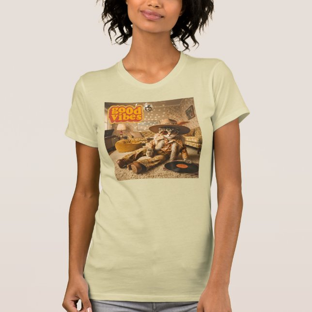 Groovy Cat Retro 1970er T-Shirt (Vorderseite)