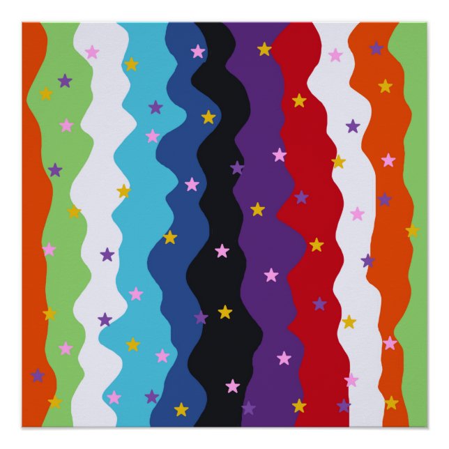 Groovy Celestial Stripe Bold Farbige Abstrakte Poster (Vorderseite)