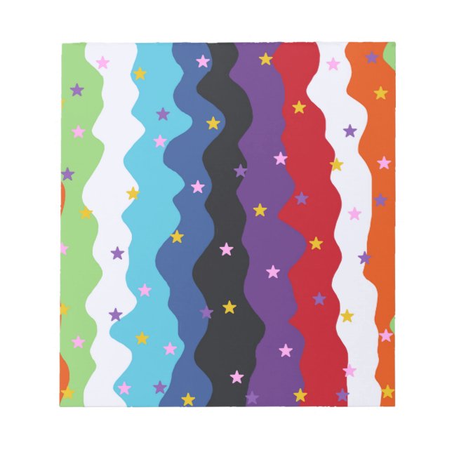 Groovy Celestial Stripe Fette Farbige Abstract Notizblock (Vorderseite)