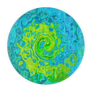 Groovy Chartreuse und Aquamarin Flüssigkeit Wirbel Schneidebrett