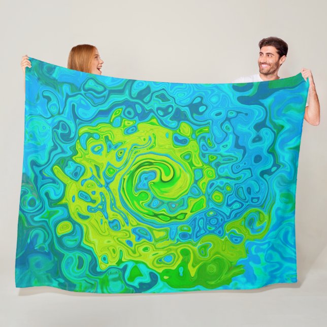 Groovy Chartreuse und Aquamarine Liquid Swirl Fleecedecke (Beispiel)