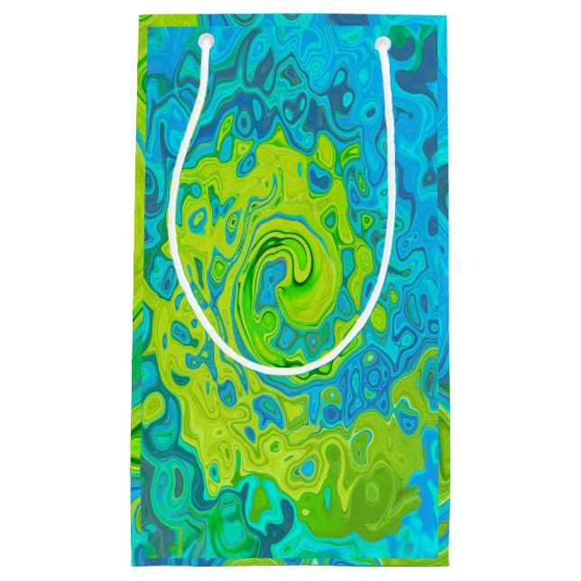 Groovy Chartreuse und Aquamarine Liquid Swirl Kleine Geschenktüte (Vorderseite)