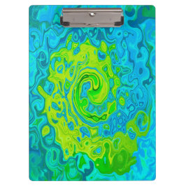 Groovy Chartreuse und Aquamarine Liquid Swirl Klemmbrett