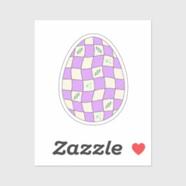 Groovy Checkerboard Easter Egg Pastel Retro Aufkleber