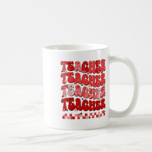 Groovy Checkered Heart Teacher Valentinstag Mens Kaffeetasse