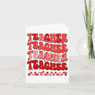 Groovy Checkered Heart Teacher Valentinstag Mens Karte