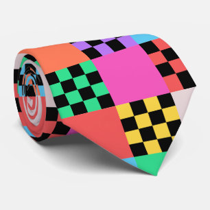 Groovy Checkered Minimalistisch Schachbrett Krawatte