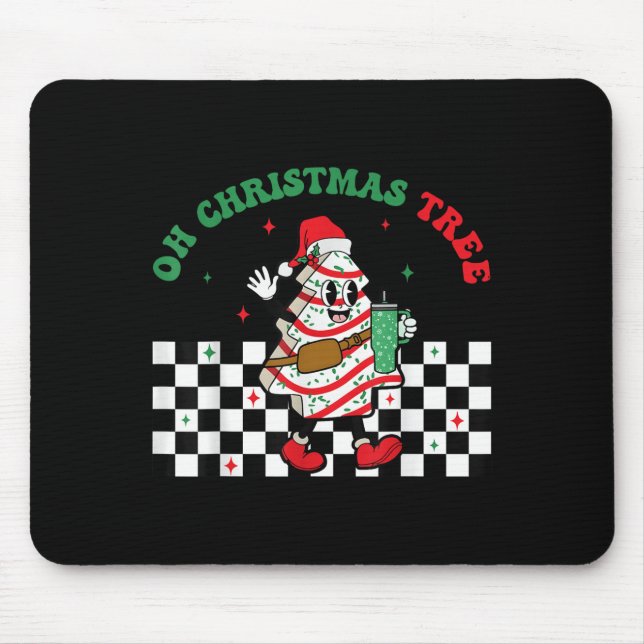 Groovy Checkered Oh Christmas Tree Cakes For Cake  Mousepad (Vorne)