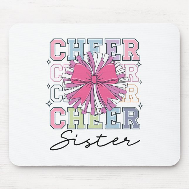 Groovy Cheer Schwester Kokette Schleife Cheerleadi Mousepad (Vorne)