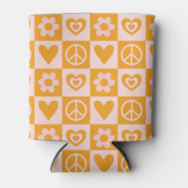 Groovy Chessboard Blume Herz Peace Orange Color Dosenkühler