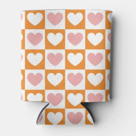 Groovy Chessboard Blume Herz Pink Orange Farbe Dosenkühler
