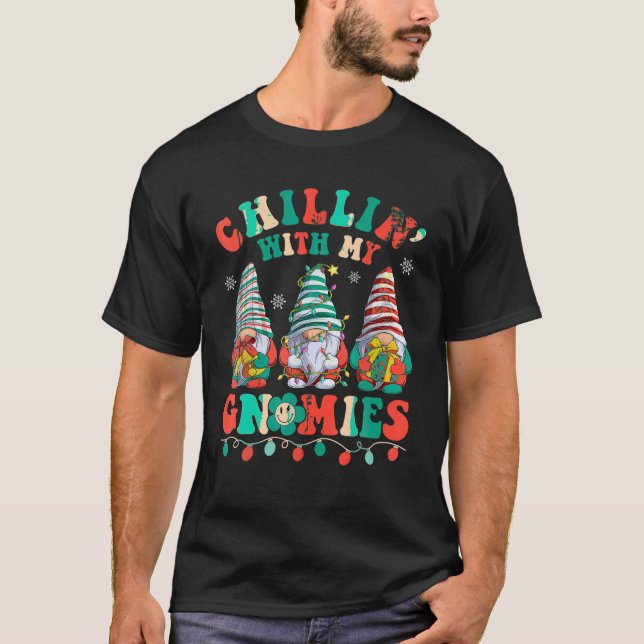Groovy Chillin mit meinen Gnomies Santa Claus Chri T-Shirt (Vorderseite)