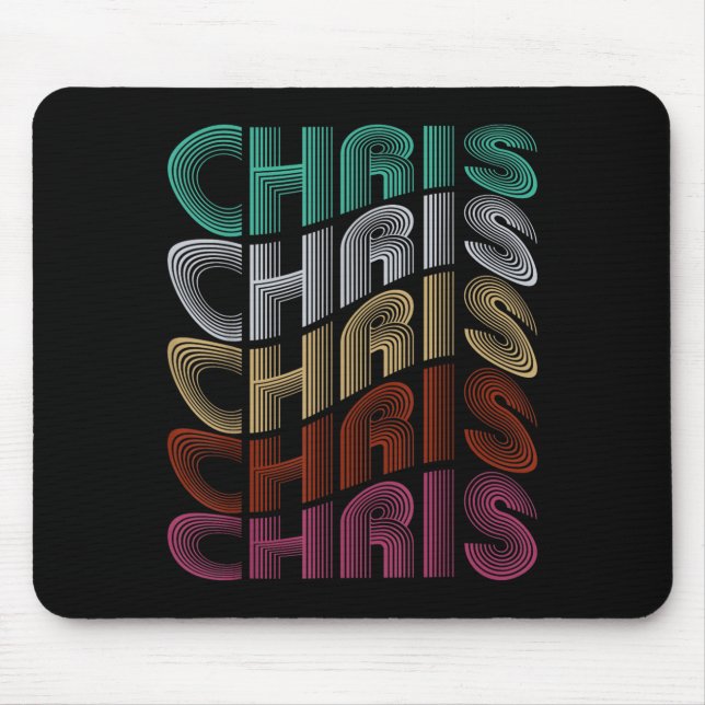 Groovy Chris D Name I Love Chris 70,80's Meme  Mousepad (Vorne)
