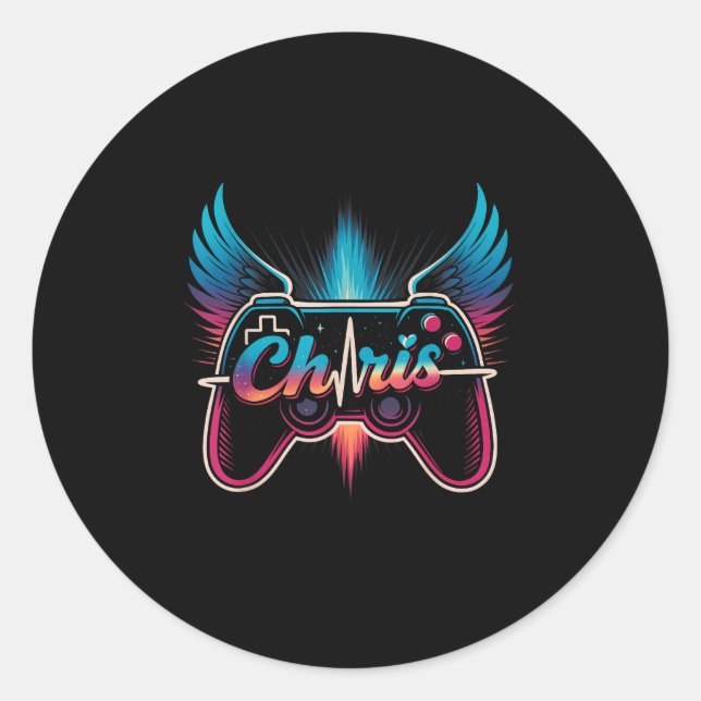 Groovy Chris First Name D Chris Control Game Meme  Runder Aufkleber (Vorderseite)