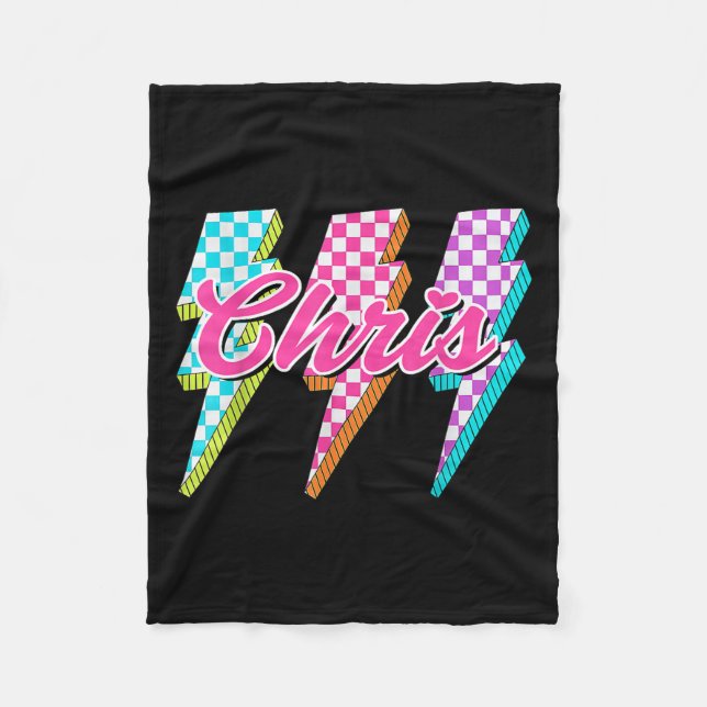 Groovy Chris Lightning Bolt Checkered I Love Meme  Fleecedecke (Vorderseite)