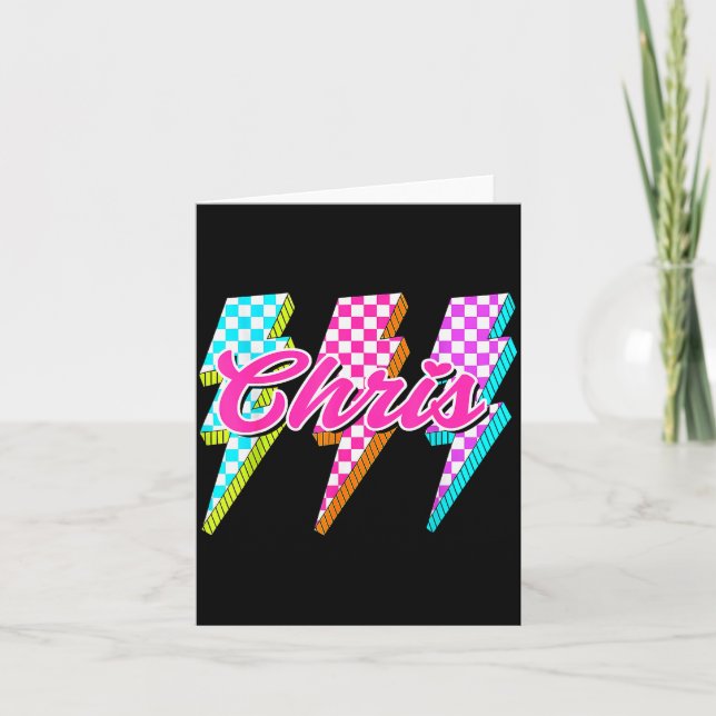 Groovy Chris Lightning Bolt Checkered I Love Meme  Karte (Vorderseite)