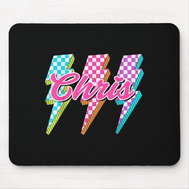 Groovy Chris Lightning Bolt Checkered I Love Meme  Mousepad (Vorne)