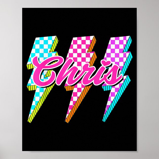 Groovy Chris Lightning Bolt Checkered I Love Meme  Poster (Vorne)