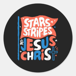 Groovy Christlich Jesus Christus Stars Streifen 4. Runder Aufkleber