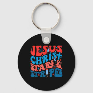 Groovy Christlicher Jesus Christus Sterne Streifen Schlüsselanhänger