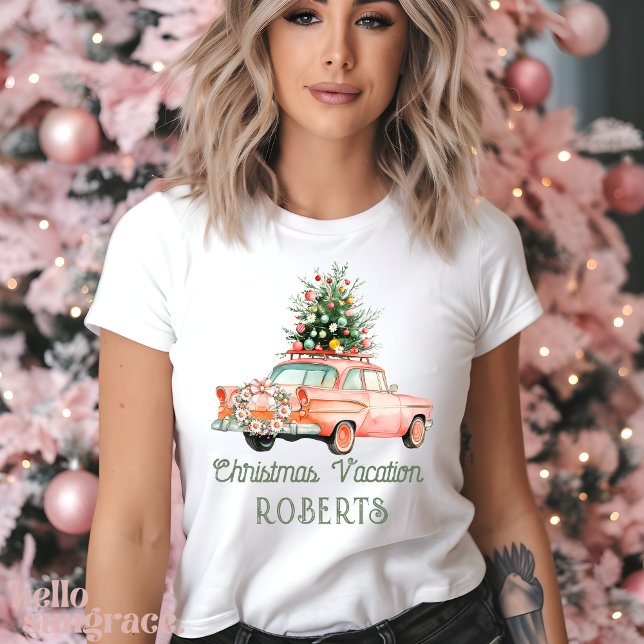 Groovy Christmas Car Vacation Retro Tri-Blend Shirt (Von Creator hochgeladen)