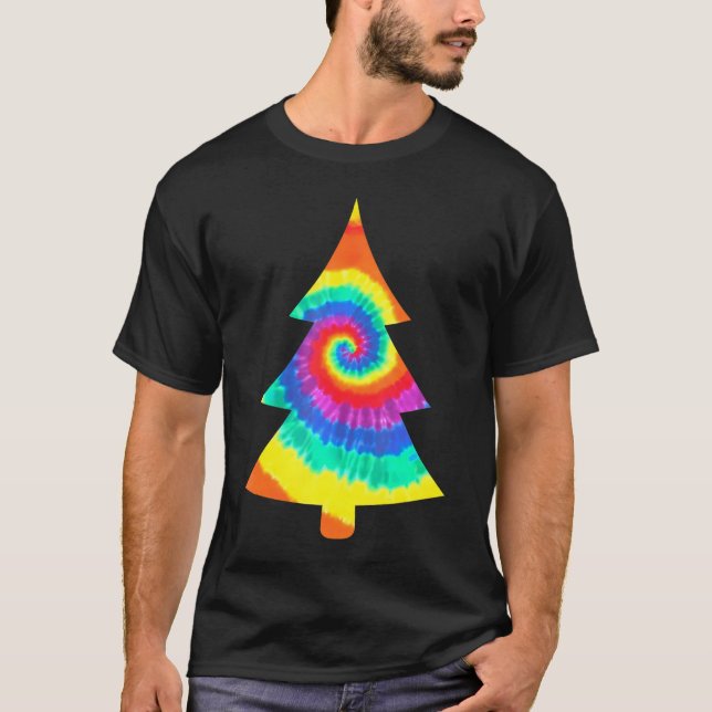 Groovy Christmas Gefärbte Krawatte Tree Tye Die To T-Shirt (Vorderseite)