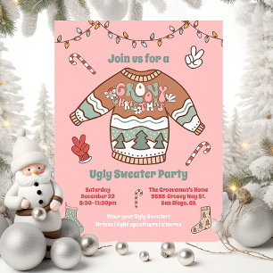 Groovy Christmas Hippie Ugly Sweater Party Einladung