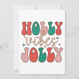 Groovy Christmas Holly Jolly Vibes Retro Happiness Einladung