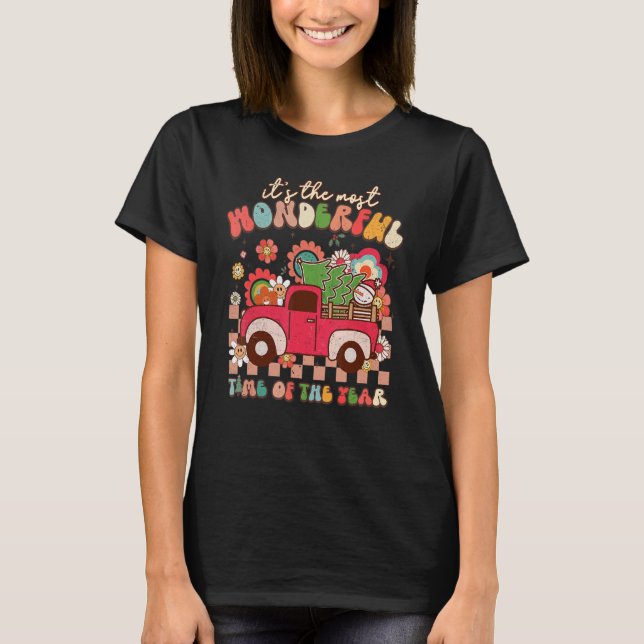 Groovy Christmas It's The Most Wonderful Time Of T T-Shirt (Vorderseite)