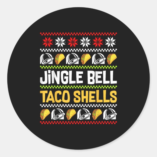 Groovy Christmas Jingle Bells Taco Shells Ugly Xma Runder Aufkleber (Vorderseite)