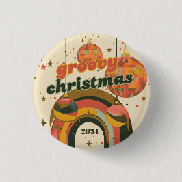Groovy Christmas Party Retro 70er Jahre Thema Button