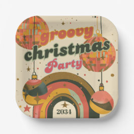 Groovy Christmas Party Retro 70er Jahre Thema Pappteller