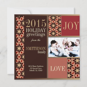 Groovy Christmas Red Gold Holiday Foto Card Feiertagskarte